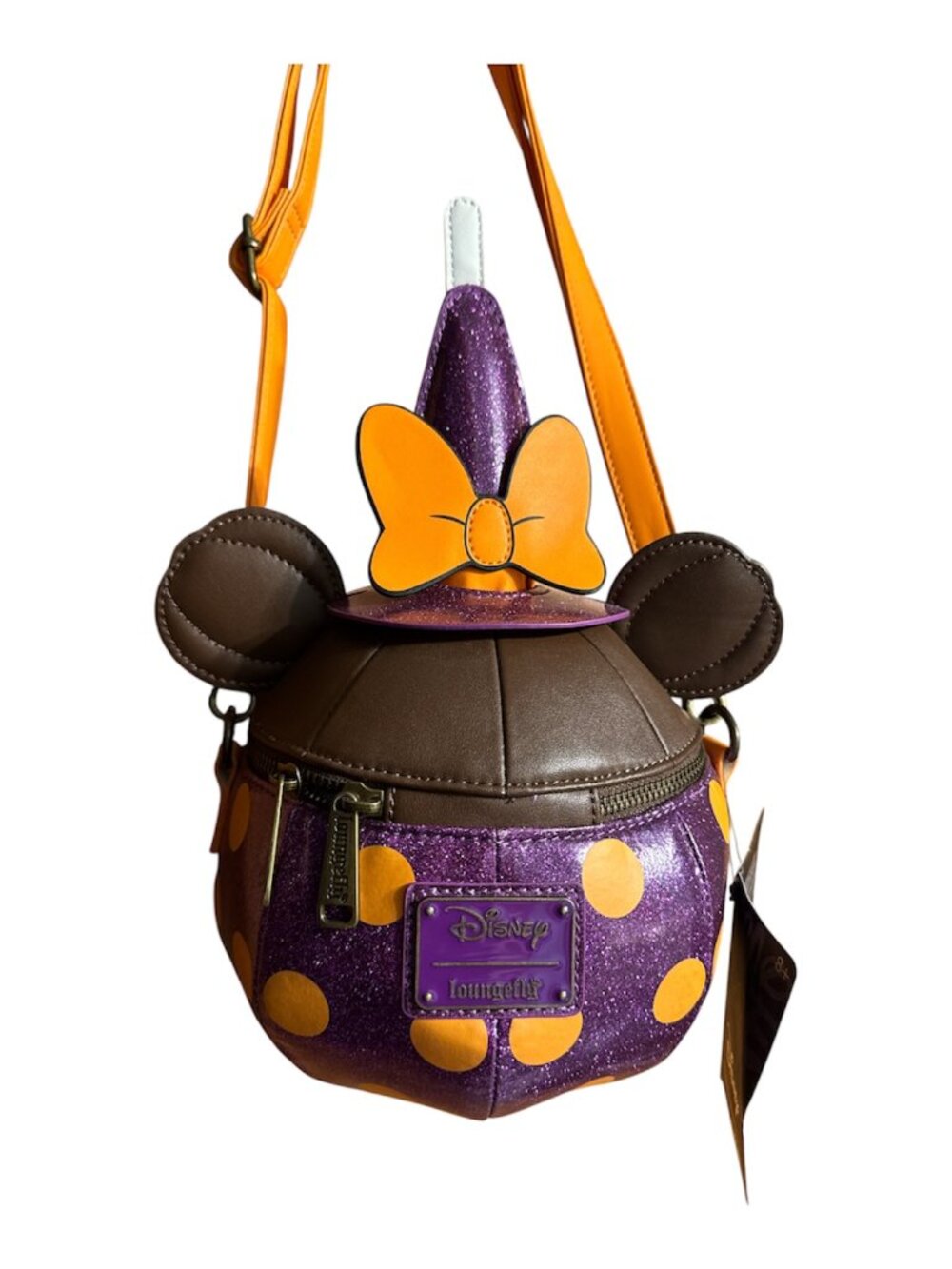 Disney Loungefly Disney Minnie Mouse Witch/Apple Polka Dot Crossbody Purse Bag